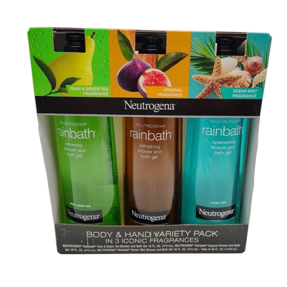 Neutrogena Rainbath Shower and Bath Gel 16 oz. 3 Bottles Pear/Original/Ocean